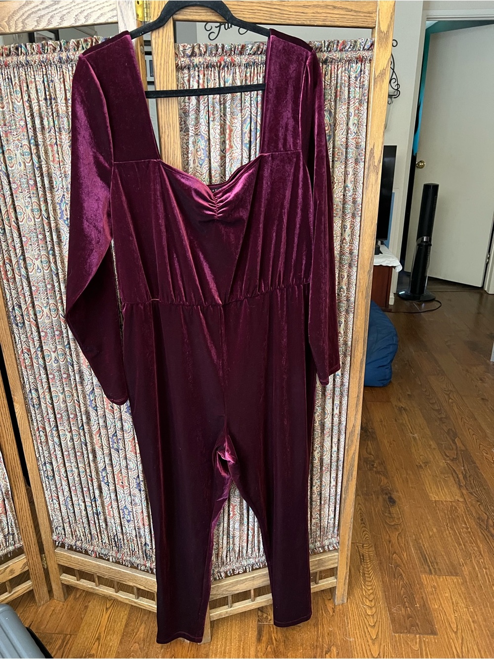 torrid Burgundy Velvet Long-Sleeve Jumpsuit